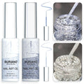 BURANO Holographic Gel Nail Polish Liner Nail Art Polish, Silver Gold Reflective Glitter Painted Gel Nail Design Polish 2 Bottle 8ml, Build in Thin Nail Brush Curing Required LX13 LX27