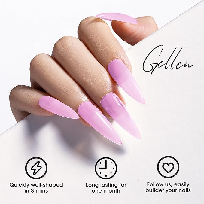 Gellen Builder Gel Kit - Nail Extension Kit with 4 Pastel Colors: Rose, Red, Violet, Blue, Green - Hard Gel Nail Builder, 15ml