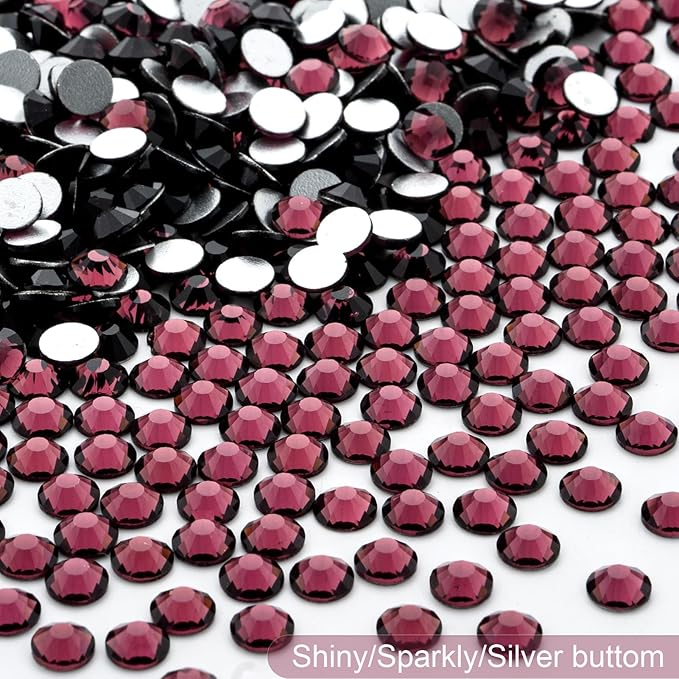 Flatback Rhinestones Bulk, 14400PCS Purple Rhinestones for Clothes DIY Decoration Crafts, Purple, SS20, 4.6-4.8mm