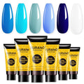 BURANO Poly Extension Gel Nail Kit, 6 Colors Nail Poly Nails Builder Gel Set for Beginner & Professional Using, DIY Starter Kit Nail Art Gift (blue)