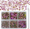 5000Pcs Art Nail Rhinestones Non Hotfix Non-Magnetic Glue Fix Round Crystals Glass Flatback for DIY Jewelry Making with one Picking Pen (6-Sizes 5000PCS, Golden Rose)