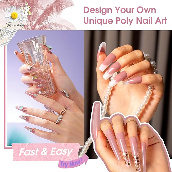 ROSALIND Nude Pink Poly Extension Gel, 60ml/2 oz Purple Nude Poly Nail Gel Building Enhancement for Nail Thickening Decoration for Fall Colors, Easy to DIY Use at Home Need UV Lamp