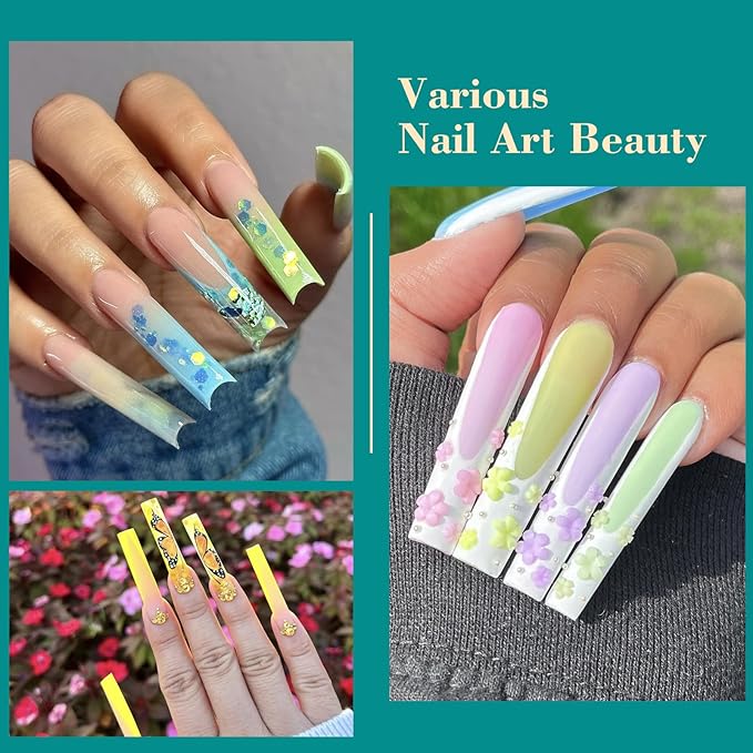 504PCS 3XL Tapered Square Nail Tips, No C Curve Flat Half Cover Extra Long False Nail Tips Fake Nail Extension for Nail Salon Home DIY,12 Sizes