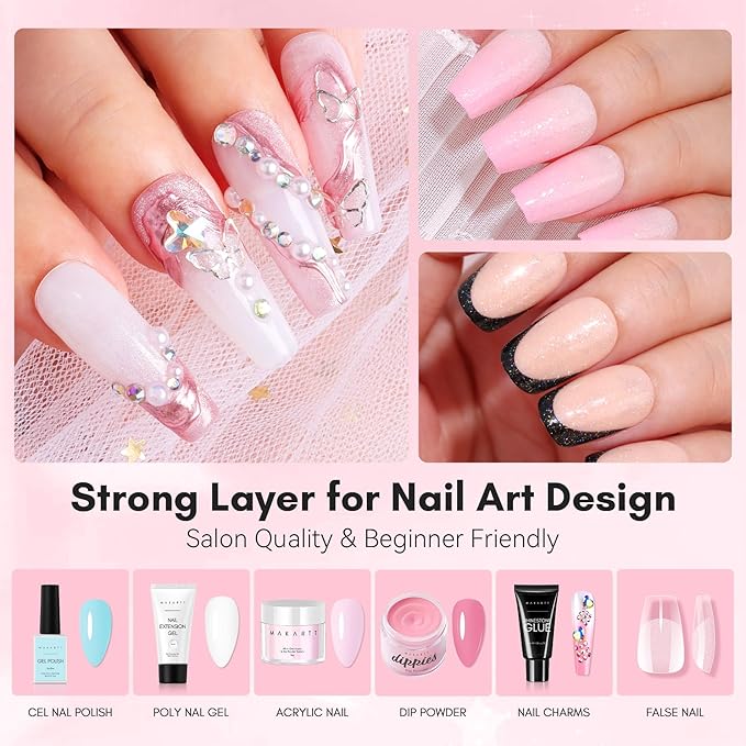 Makartt Base Coat Nail Polish 15ml – Extra Strong, Long-Lasting Gel Base Coat & Nail Glue for Small Nail Charms, Press-On Nails, UV/LED Lamp Required, Clear Foundation for Salon & DIY Home Use