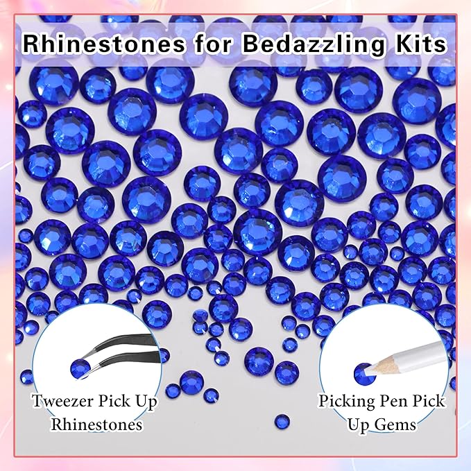 RODAKY Resin Rhinestones for Crafting Bedazzling,2-6MM Rhinestones for Nails Art,Royal Blue Nail Rhinestone and Gems,Nail Diamond Flatback Gems Crystals Charms for Nail Design DIY Makeup Decor