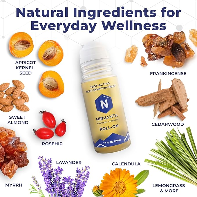 Natural Nerve Comfort Roll-On Oil 1.7oz – Fast-Absorbing with Rosehip, Frankincense and Myrrh - Support for Neck, Back & Joints – Lightweight and Non-Greasy