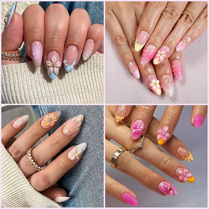 3D Sculpting Gel Kit - 15g Clear and White Non-Sticky Hand Solid Builder Nail Carving Gel with Gold Sliver Nail Chrome Powder DIY Salon