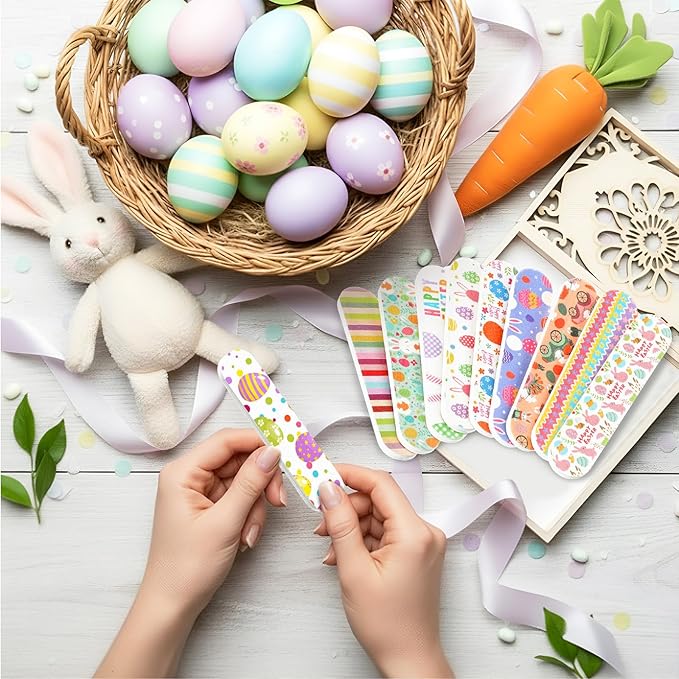 50 Pcs Easter Nail File Gifts for Women Easter Basket Stuffers Mini Emery Board Nail Files Goodie Bag Stuffers for Employee Teacher Staff Coworker Women