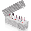 Nail Drill Bits Holder Box: 30 Holes Rhinestone Drill bit Holder Nail tech for Nail Drill bits Storage Dustproof Stand Displayer Organizer Case for Manicure Tools(Drill bits not Included) (Silver)