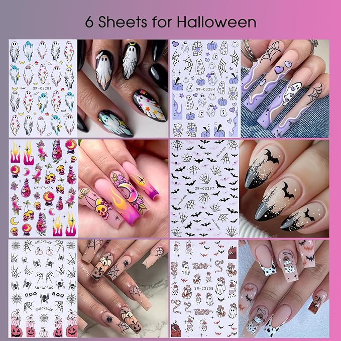 Holiday Nail Art Stickers Decals 30 Sheets 3D Seasonal Stickers for Nails with Tweezers Self-Adhesive Manicure Decoration Nail Supplies for Christmas Valentine Halloween St. Patrick's Day Easter