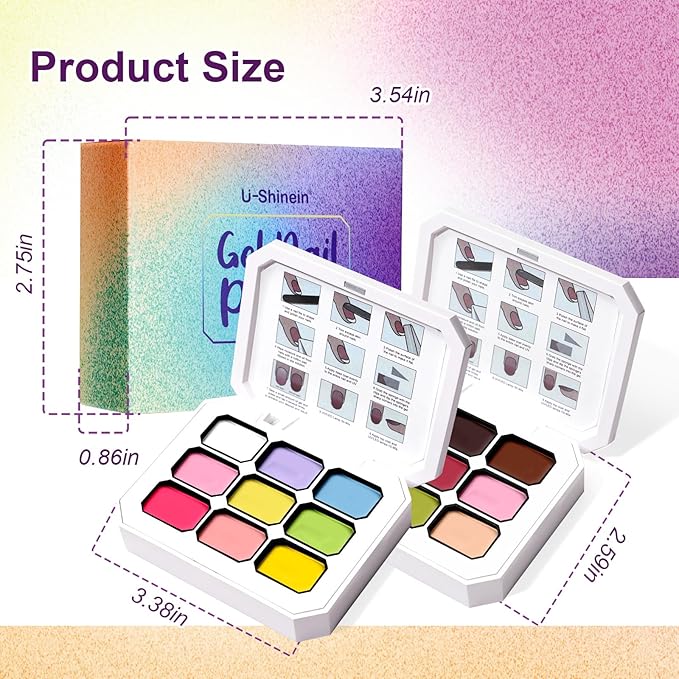 Gradient Painting Gel Set, 18 Bright Pink Brown Ombre Gel Nail Polish Pigment Pat Nails,Long-lasting Silky Texture Highly Saturated French Manicure Soak of UV/Led Home Salon DIY Nail Art