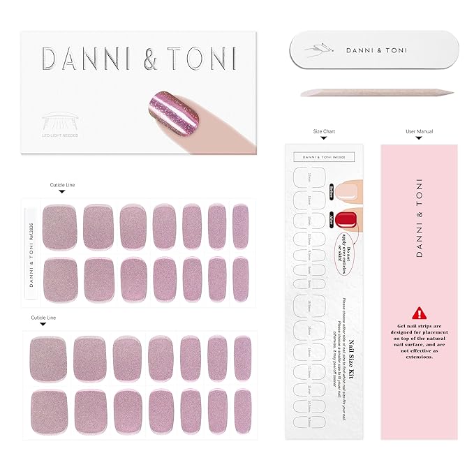 DANNI & TONI Semi Cured Gel Nail Strips Holographic Rainbow Laser Glitter Gel Nail Wraps 28 Stickers | Iridescent Charm