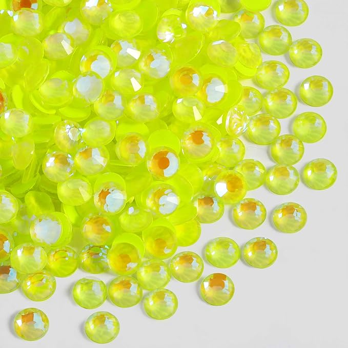 Beadsland 1440pcs Flat Back Crystal Rhinestones Round Gems for Nail Art and Craft Glue Fix, Luminous Yellow, SS20,4.6-4.8mm