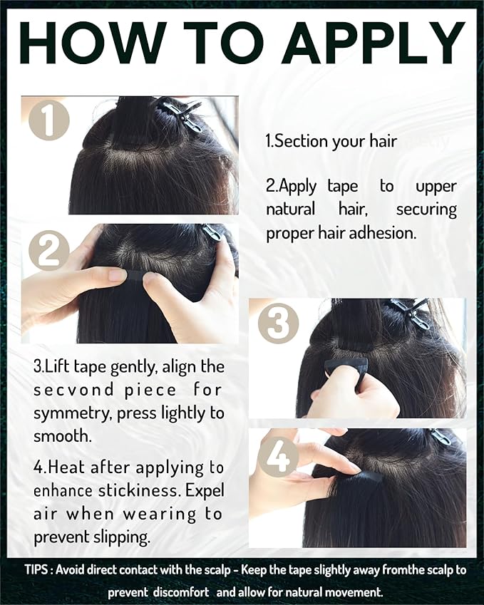 RUNATURE Ombre Tape in Hair Extensions Human Hair Off Black Fading to Teal Blue Tape ins Human Hair Extensions 16 Inch Straight Dark Green Extensions Hair Tape in Blue Full Ends 50g 20pcs