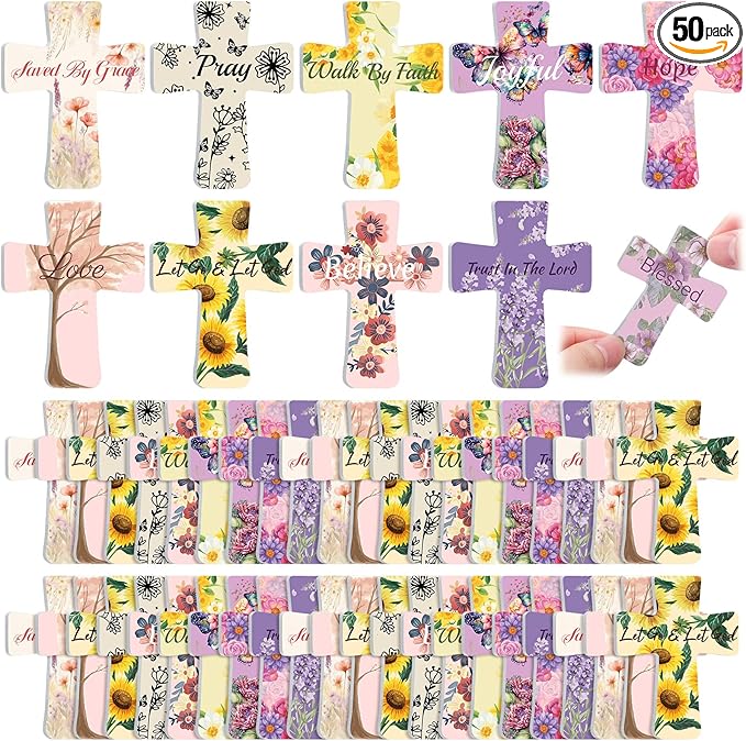 50 Pcs Christian Gifts Bulk for Women Religious Scripture Mini Cross Nail Files Emery Board Double-Sided Nails Boards Bible Verse Group Church Religious Party Favors for Employee Coworkers Supplies