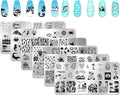 6pcs Seaside Scenery Nail Stamping Plate Nail Stamping Kit for Nails Summer Beach Coconut Trees Sunset Waves Sea Animals Image Plates Nail Stamper Kit