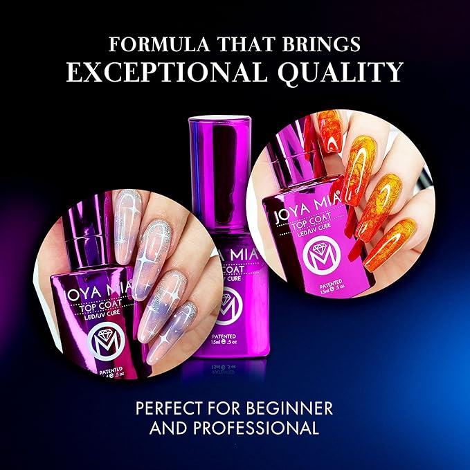 JOYA MIA - No Wipe Gel Top Coat for Acrylic & Gel Nails, Long-Lasting & Soak-Off, 15 mL