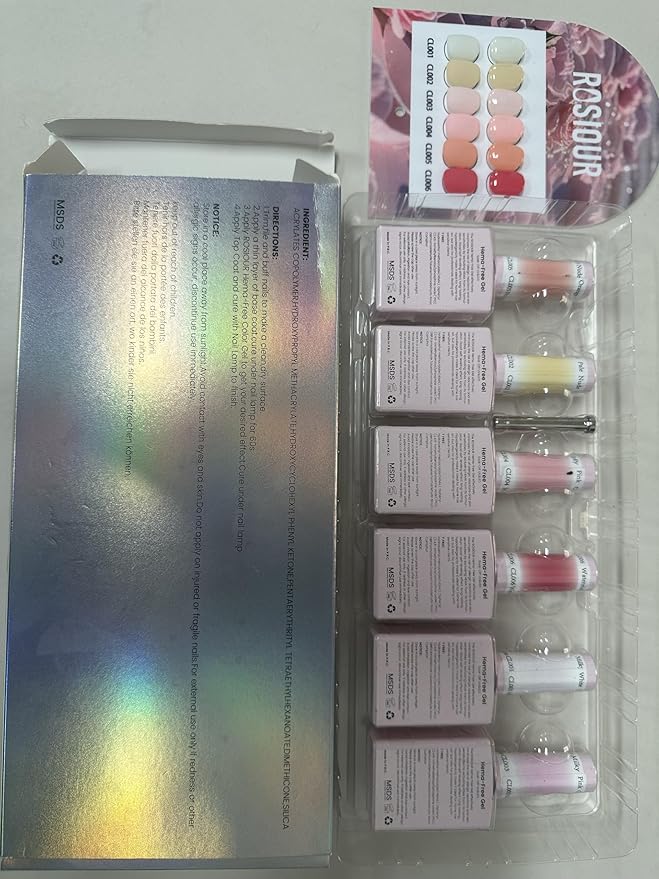 6PCS 18ml TPO Free Jelly Gel Nail Polish Set- Hema Free Milky White Pink Nude Soak off Gel Polish Set with Swatch Board - Same Color Same Bottle Gel Colors Nail Art Salon DIY at Home for Women Girl