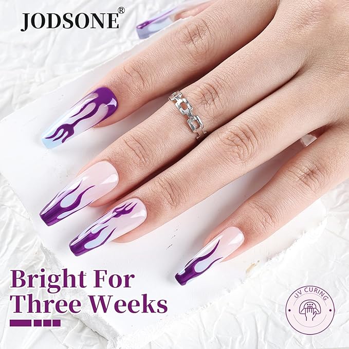 JODSONE Dark Purple Swirl Nail Art Liner Gel Polish,10ml Classic Color 3D Nail Art Pens Effect Nail Print Design with Thin Brush for French Tips Manicure Painting DIY at Home - LB17