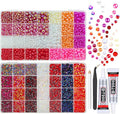 qiiipi 2 Big Boxes Red Resin Pearls and Rhinestones w B7000 Glue for Bedazzling Crafting Flatback Stones Gems Diamonds Half Pearls Bedazzler Kit Charms for Nails Eyes Face Makeup Tumblers DIY Crafts