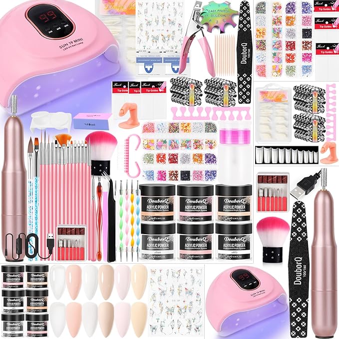 Acrylic Nail Kit Starter Set Acrylic Powder Nail Drill U V Light with Tools Decoration Everything for Beginners Home Salon Gift Set