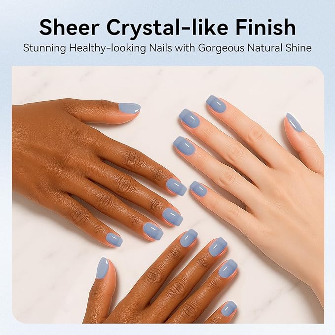 MEGIOR Jelly Blue Gel Nail Polish 0.5 Fl Oz Blue Transparent Colors Soak Off UV LED Lamp Light Cure Gel Polish Kit for Salon and Nail Art Starter Manicure DIY at Home