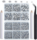 NCB Hotfix Iron on 8000pcs Crystal Rhinestones Round Gem for Crafts Decoration DIY Jewelry Making with a Tweezers and 2 Picking pens (Labrador, 6Sizes SS4-SS30)