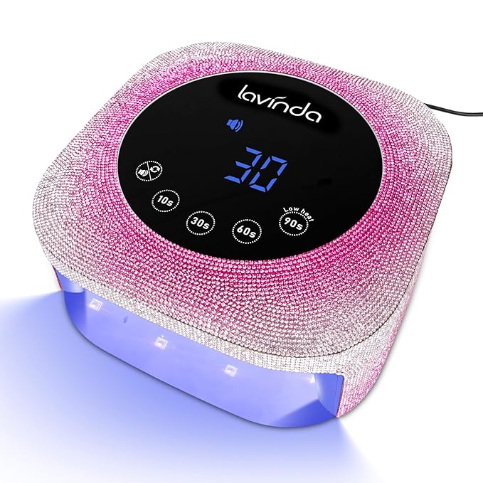 Lavinda UV Nail Lamp, 54W UV Light for Gel with Rhinestones, Plug-in LED Nails Light Dryer for Gel Polish, Fast Curing Lamp for Salon Home Use, Gradient Pink