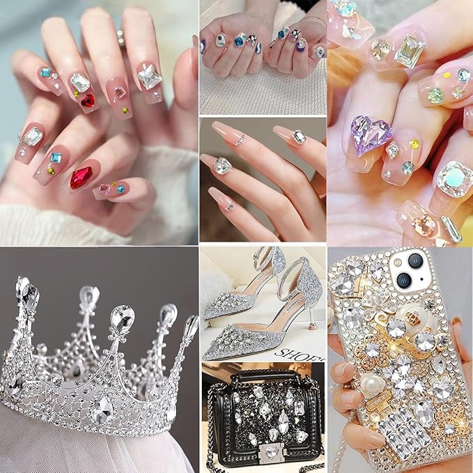 DONGZHOU 72pcs Mix Shape Crystal Nail Art Rhinestone Gems Point Back Fancy Stone Sew On Rhinestone Loose Crystal Sewing for Clothing Wedding Dress Nail Art Shoes Bags DIY Crafts