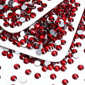 1440PCS SS12 Crystal Glass Flatback Rhinestones, Round Flat Back Crystal Gems for Nail Art and Craft Clothes, Glue Fix Diamond Stones Siam/Dark Red (2.9-3.0mm)