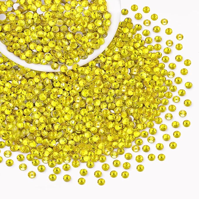 2000PCS SS16/4mm Crystal Rhinestones (Lemon Yellow), Bedazzling Flatback Glass Rhinestones for Crafting, Gems Diomand Charms for Tumbler Shoes Clothing Mugs Nail Art