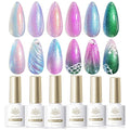 Born Pretty Pearl Gel Nail Polish, Shell Glimmer Shimmer Mermaid Glitter Chameleon Gel Polish Transparent Pearlescent Gel Polish Nail Art Manicure Varnish 6 Colors 7ml Collection Gifts