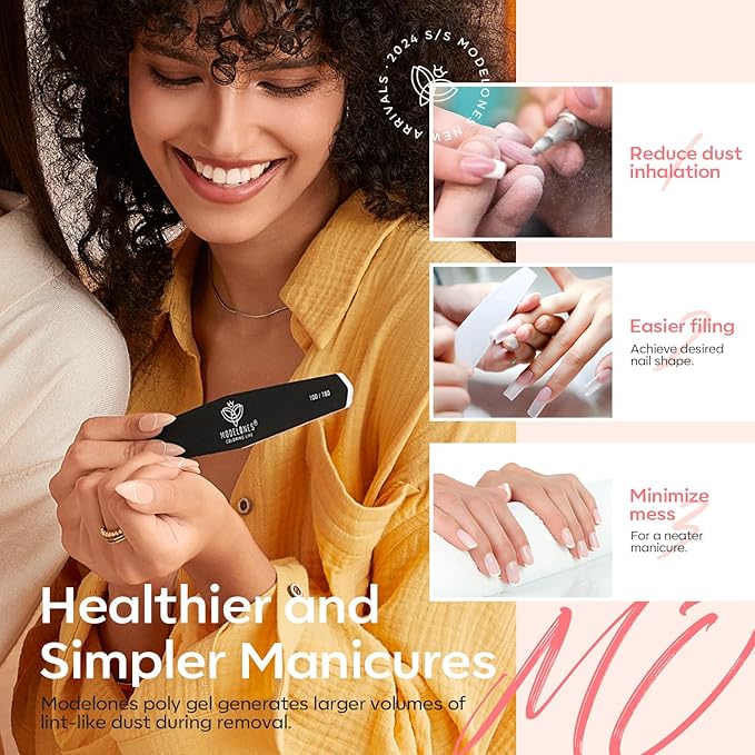 Modelones Poly Gel Nail Kit with Lamp - 20 Color Complete Extension Starter Kit - Nude Pink Glitter Red with Nail Art Tools and Gifts for Women