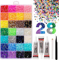 28 Colors Resin Jelly Rhinestones for Bedazzling, 4mm 13000Pcs Flatback Gems for Crafting, Bedazzling Kit with B7000 Glue for Clothing Shoes Nail Book Diamond Art
