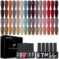 20 PCS Gel Nail Set, 15 Colors Gel Polish Set Dark Red Brown Grey Shades, with Gold Silver Glitter and Glossy Matte Top Coat, Base Coat, for Women Gift Kit
