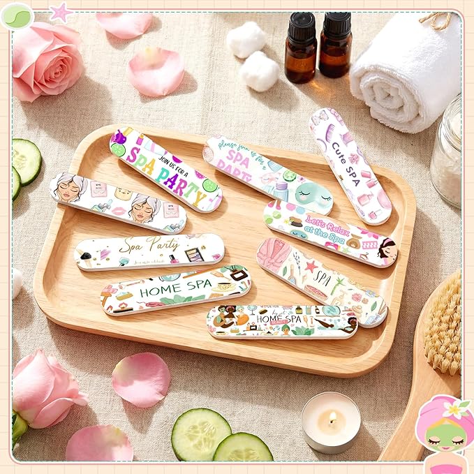 50 Pcs Spa Party Favors Bulk for Woman Sleepover Party Supplies Spa Birthday Parties Favors Mini Emery Board Nail Files Slumber Gifts for Home Slumber Supplies