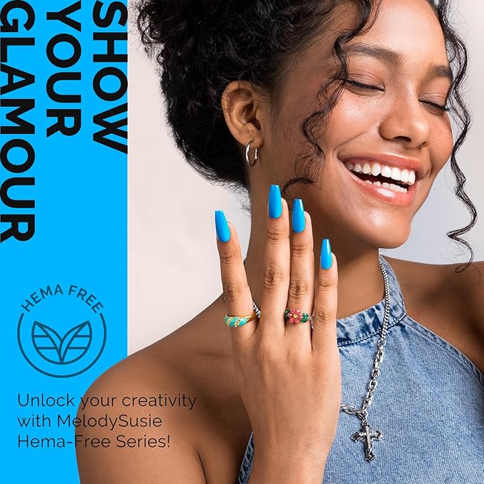 MelodySusie Hema Free Gel Nail Polish, 0.5 Fl Oz Thick Sky Blue Gel Polish, Non-Toxic, Long Lasting, Soak Off UV Nail Polish, Manicure Nail Design Salon DIY Nail Art at Home K0730