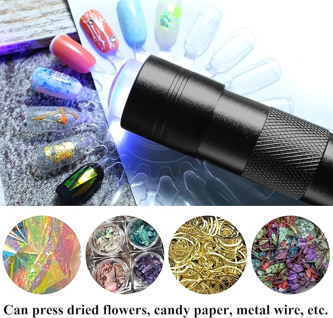 Portable Handheld UV Light For Gel Nails, LED Mini UV Nail Lamp With French Tip Stamp Silicone Head, Small Lámpara Para UñAs U V Flashlight Nail Dryer For Rhinestone Glue Decoration DIY At Home Travel