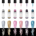 MTSSII Reflective Glitter Liner Nail Gel, Paint Gel With Thin Art Brush In Bottle, Sparkly Liner Nail Art Polish, Painting Polish for Swirl Nails Cyber Punk French Acrylic Nail