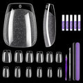 MORGLES Short Coffin Nail Tips, 240Pcs Pre-Shaped Soft Gel Acrylic Nails, Half Matte Ballerina Full Cover Tips for Salon & DIY Press on Manicure & Nail Extension