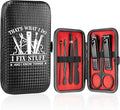 COSHAYSOO Personalized Mens Nail Grooming Kit 7 Pcs with Black Travel Case, Small Useful Funny Valentines Gifts for Coworker Male Manicure Set Nail Clipper Fingernail Care Tools
