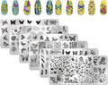 6pcs Butterfly Nail Stamping Plate Nail Stamping Kit for Nails Butterfly Flower Bird Feather Leaf Image Plates Stamper Kit Nail Stamping Plates for Nails