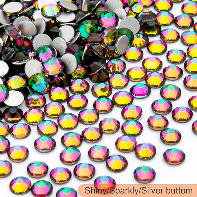 Flatback Rhinestones Bulk, 14400PCS Green Volcano Rhinestones for Clothes DIY Decoration Crafts, Green Volcano, SS16, 3.8-4.0mm