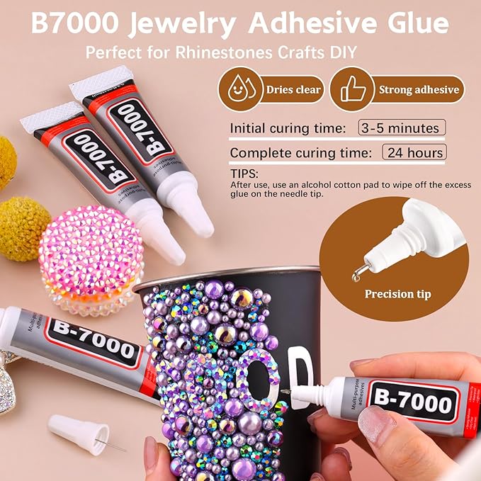 14000PCS Flatback Pearls and Gold Rhinestones for Bedazzling Kit, White Brown 3-10mm Resin Rhinestones and Half Pearls for Crafting, Nail Art Crafts Dec with 3pcs B7000 Jewelry Glue
