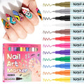 EBANKU 12 Colors Nail Art Marker Pens Set, Nail Polish Pen for Nail Art, Nail Pen for Painting Nail, Acrylic Paint Nail Point Dotting Liner Pen Tools for Home DIY Salon Nail