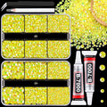 Resin Jelly Rhinestones for Crafting with B7000 Jewelry Glue, 2 Boxes Lemon Yellow AB Flatback Crystals with 2Pcs 10ml Glue, Bedazzling Non Hotfix Gems for DIY Tumblers Clothing Shoes Manicure