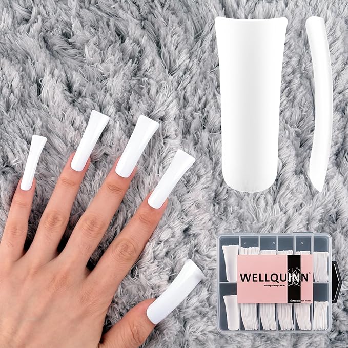 Duck Nail Tips 120Pcs XXL White Duck Feet Nail Tips Extra Long Duck Nails Y2K Press on Nails 12 Sizes Full Cover Acrylic False Nails for Manicure Salon and Home DIY