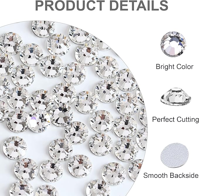 Blinginbox Flatback Rhinestones Bulk,14400pcs Crystal Round Loose Gemstones Glass Rhinestones for Crafts Makeup Nail Art Clothes Shoes DIY Decorations(SS3-S20,Crystal)