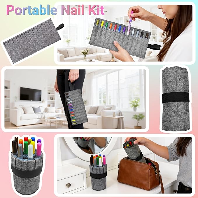 12 Colors Nail Art Pens Set, 2026 Upgrade Nail Art Markers with Portable Case, DIY Quick Dry Graffiti Pens, 3D Nail Polish Pens for Painting, Gel Nails Art Drawing Tool