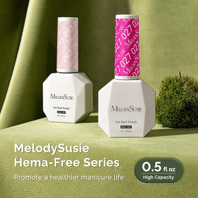 MelodySusie Hema Free Gel Nail Polish, 0.5 Fl Oz Thick Hot Pink Gel Polish, Non Toxic, Long Lasting, Soak Off UV Nail Polish, Manicure Nail Design Salon DIY Nail Art at Home 027